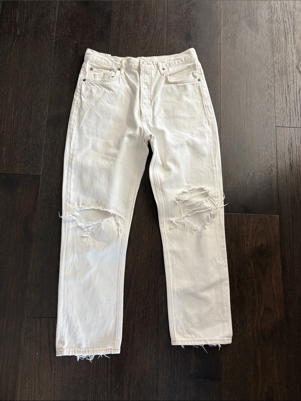 Agolde Riley Straight Leg White Jenas - size 29 - Picture 2 of 7